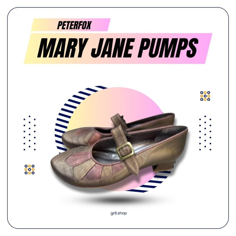 Peterfox Mary Jane Pumps Brown & Pink Leather Colorblock Heels